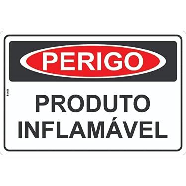 Imagem de Placa Sinalização Perigo Produto Inflamável 20x30cm