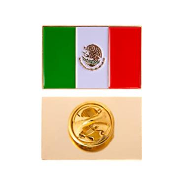 Imagem de Desert Cactus Broche de lapela da bandeira do México esmalte do país feito de metal chapéu de lembrança masculino feminino patriótico mexicano (broche retangular)