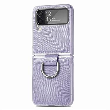 Imagem de Estojo dobrável com suporte de anel fashion para Samsung Galaxy Z Flip4 Flip 4 5G Flip3 Flip 3 Capas antiderrapantes para celular, roxo claro, para Samsung Z Flip 4