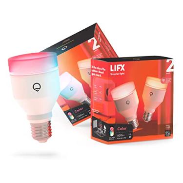 Imagem de LIFX Colorido, A19 1100 lúmens, lâmpada LED inteligente Wi-Fi, bilhões de cores e brancos, sem necessidade de ponte, funciona com Alexa, Hey Google, HomeKit e Siri, multicolorido (pacote com 4)