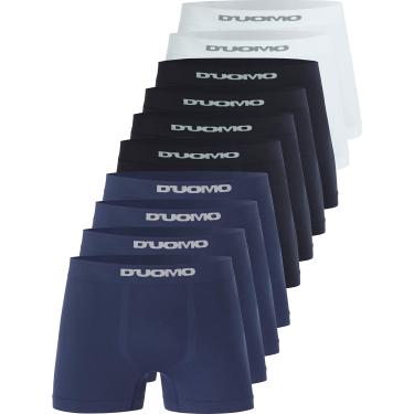 Imagem de Kit 10 Cuecas Boxer Microfibra, Duomo, Masculino, Azul/Preto/Branco, P