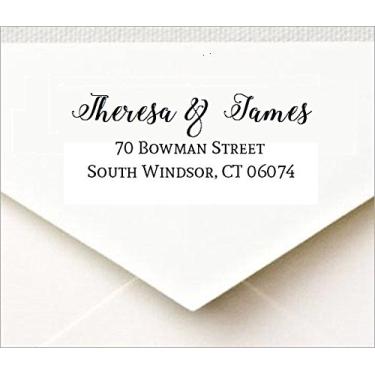 Imagem de Cosco P40 endereço de devolução personalizado, carimbo de borracha, carimbo de casamento, carimbo de designer, presente de noiva, carimbo de tinta