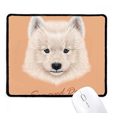 Imagem de Mouse pad branco Samoyed para cães animais de estimação com bordas costuradas Tapete de borracha para jogos