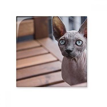 Imagem de Adesivo brilhante de tijolo vitrificado com foto de gato de orelha grande