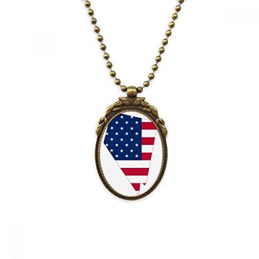 Imagem de DIYthinker Colar de latão antigo em formato de bandeira de Nevada com mapa de estrelas e estrelas