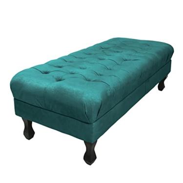 Imagem de Puff Decorativo Retrô Luis Xv Capitonê 1 Metro Suede Azul Turquesa - LM DECOR