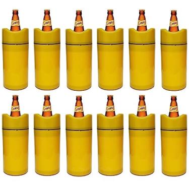 Imagem de Porta Garrafa Térmico Cerveja 1 Litro Camisinha Para Litrão Bar Restaurante Kit 12 Unidades (Amarelo)