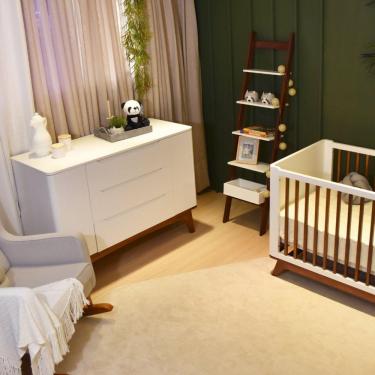 Imagem de Cômoda Infantil 3 Gavetas 2 Portas Sambalelê Branco/Mel