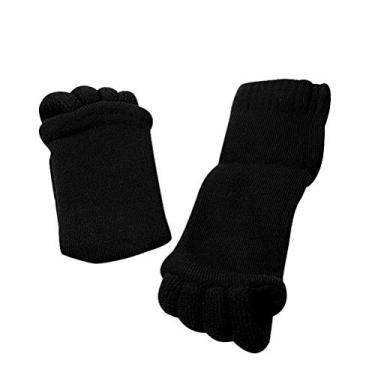 Imagem de Meias de pedicure, meias confortáveis para massagem nos dedos do pé (preto)