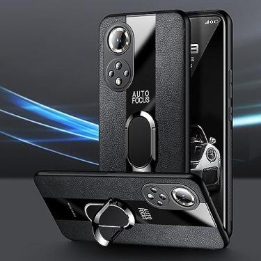 Imagem de Capa de couro do plutônio para Honor 50 Lite 60 70 80 Pro capa de telefone com anel para Huawei Nova Y70 Plus Y90 Y60 8i 9 SE 8 10 Pro, preto, para Nova Y70 Plus