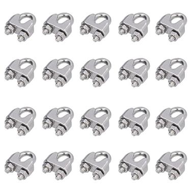 Imagem de Braçadeira de Cabo de Aço, Braçadeira de Cabo de Aço Inoxidável 20pcs, Clipe de Cabo de Aço, Clipe de Cabo de Hardware para Amarração, Corrimão Temporário, Clipes de Cabo de Aço