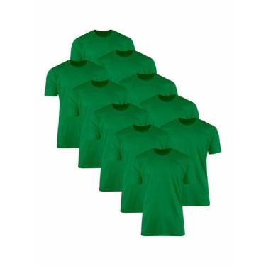 Imagem de Kit Com 10 Camisetas Lisas Básicas Verde Bandeira - Rcv Store