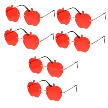 Imagem de KESYOO 6 Pares óculos de maçã sem aro óculos de sol divertidos saco de coração copos óculos sem armação óculos de sol sem aro óculos de sol anos 90 para mulheres sem moldura a tinta