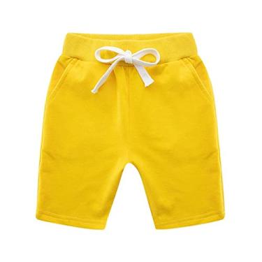 Imagem de Shorts de elastano para meninas atléticos para bebês meninas meninos shorts sólidos primavera verão com babados shorts jeans para bebês, Amarelo, 7-8 Years