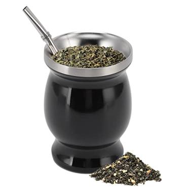 Imagem de Natudeco Conjunto de xícaras de chá de cabaça de 230 ml caneca de café de aço inoxidável isolado cerveja bebida recipiente líquido para escritório em casa bar escola sala de estar jantar