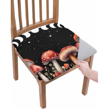 Imagem de Conjunto de 1 capa de assento de cadeira, capa de cadeira preta cogumelo para cadeiras de jantar, capas de cadeira para sala de jantar, capas de cadeira
