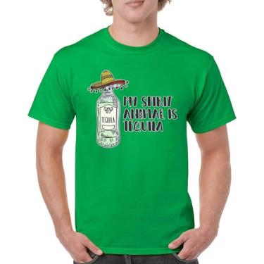Imagem de Camiseta masculina My Spirit Animal is Tequila Cinco de Mayo Party Drinking, Verde, P