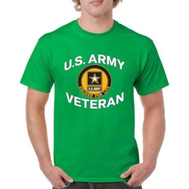 Imagem de Camiseta US Army Veteran Soldier for Life Military Pride DD 214 Patriotic Armed Forces Gear Licenciada Masculina, Verde, G