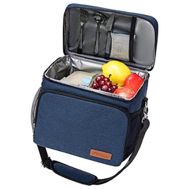Imagem de Bolsa térmica – Bolsa térmica térmica térmica portátil de 24 latas para almoço, mercearia, compras, acampamento e viagem, refrigerador de carro leve e macio à prova de vazamento com alça de ombro ajustável - Azul