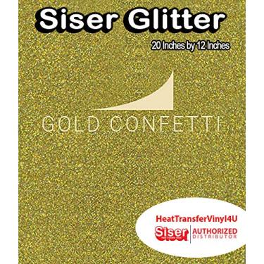 Imagem de Siser Folha Glitter HTV 50,8 cm x 30,5 cm – Ferro em vinil de transferência de calor (confetes dourados)