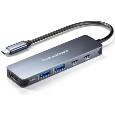 Imagem de DockteckExpand Hub USB-C 5 em 1 com HDMI 4K, entrega de energia de 100 W, porta de dados USB-C de 5 Gbps e portas de dados USB-A de 2 5 Gbps para MacBook Pro/Air, iPad Pro/Air, Dell XPS