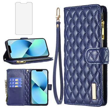 Imagem de Asuwish Capa de celular para iPhone 13 Pro 6,1 polegadas com protetor de tela de vidro temperado e suporte de cartão de crédito flip de couro celular iPhone13Pro 5G i i-Phone i13 iPhone13 13Pro