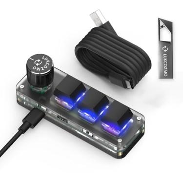 Imagem de LUKCOZMO Teclado Macro Pad Macro Programável Mini Teclado Mecânico Personalizado de 3 Teclas para Jogos, Teclado de Uma Mão RGB LED Retroiluminado OSU Multifuncional Macropad com Botão Tipo C 1 m Cabo