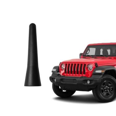 Imagem de Antena curta compatível com Jeep Wrangler Unlimited Rubicon Sahara JK JL 2009-2024 e Jeep Gladiator JT 2020-2024 | Preto 6,3 cm | Substituição direta de mini antena de rádio | Antena para carro