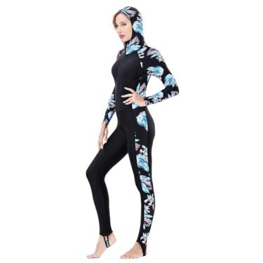 Imagem de REALON Traje de banho de pele de mergulho para mulheres e homens, maiô de corpo inteiro Rash Guard fino, maiô de uma peça com proteção UV secagem rápida para mergulho, surfe, snorkeling, natação,