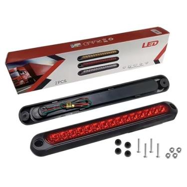 Imagem de Max-Bencoo 2 peças de 15 LEDs barra de luz traseira de freio de reboque luzes de seta de parada montagem faixa de liberação de identificação para Wrangler barco carrinho de golfe caminhão off-road RV UTV ATV (luzes vermelhas, 10V-30V)