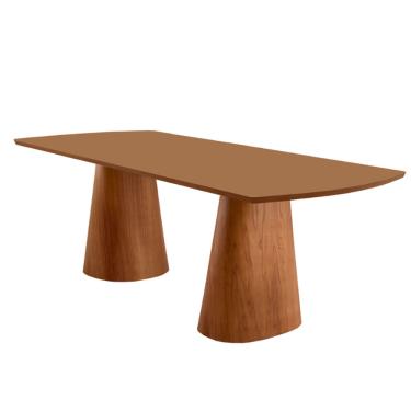Imagem de Mesa para Sala de Jantar Noronha 180cm Madeira Tampo Barril Laminado Moderna Mobília - Cinamomo Imbuia