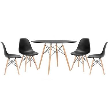 Imagem de Kit - Mesa Redonda Eames 120 Cm Preto + 4 Cadeiras Eiffel Dsw Preto