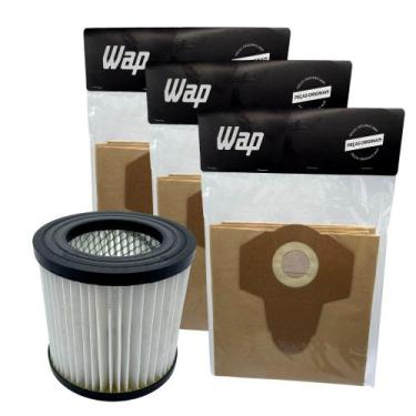 Imagem de Kit 3un Saco e 1un Filtro Compatível com Aspirador WAP GTW Inox 50