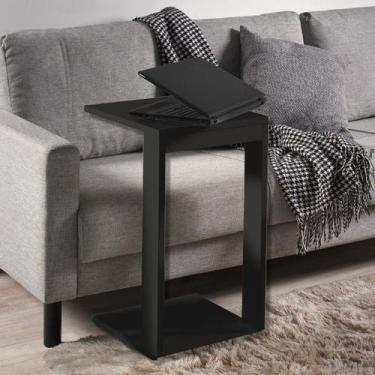 Imagem de Mesa de Apoio para Notebook Canto Sofá Sala Decoração Preta - Móveis M
