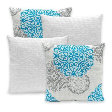 Imagem de Kit 4 Capas Piquet P/ Almofadas 40x40 Com Zíper Lisas e Estampadas - R