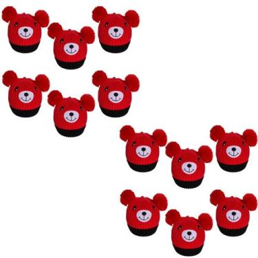 Imagem de kit 12 toucas gorro infantil de pompom bichinho para menino menina for