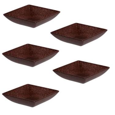 Imagem de Kit 5un  mini petisqueira quadrado aperitivos marrom escuro - EVO