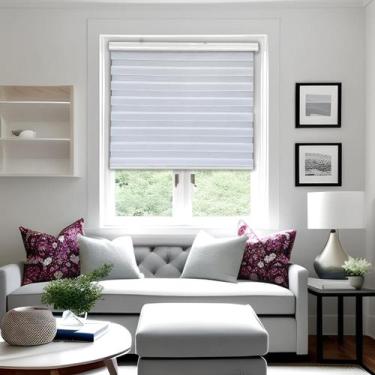 Imagem de Persiana Rolo Duplo Bandô Branca 160 (L) x 160 (A) Cortina Zebra Rainb