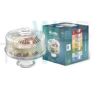 Imagem de Boleira de Vidro com Pé e Tampa Bico de Jaca Vitazza Prato 28cm para B