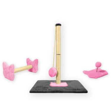 Imagem de Arranhador Para Gatos Sisal Poste G com Bola Pelúcia Brinquedo Cara de