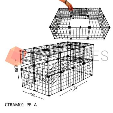Imagem de Cercadinho Aramado Preto com Teto e Rampa Para Pet - 1,20 X 0,60 X 0,6