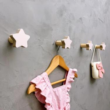 Imagem de 4 Ganchos de parede estrela infantil decoração bebê 4Esbb15c - Souveni