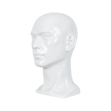Imagem de Almencla Cabeça de manequim masculino Suporte para peruca Acessórios de beleza Modelo de exibição de peruca independente Cabeça de manequim multiuso para, Branco Brilhante