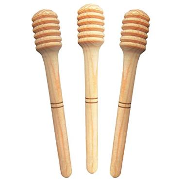 Imagem de Conjunto de 3 molhos de mel de madeira para servir e mexer geleia e xarope conjunto de varinhas de mel ou colheres de mel Palitos de Miel Palito para Servir Jarabe o Sirope de Maple