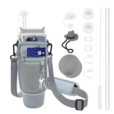 Imagem de 12 peças de acessórios para copo Stanley Cup de 850 g com alça, incluindo tampa de cobertura de canudo de nuvem, canudo de substituição, bota, tampa de derramamento Quencher H2.0, escova de limpeza,