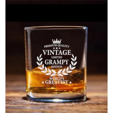Imagem de HKDesignGift Copo de uísque gravado Vintage World's Greatest Grampy - Presente para bebedor de uísque - Presente de aniversário para o avô - Best Grampy Ever - Presente para o Dia dos Pais