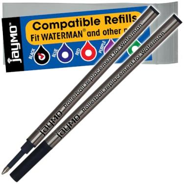 Imagem de Jaymo – 2 – Refil de caneta esferográfica compatível com Black Waterman – tinta alemã de escrita suave e ponta fina de 0,5 mm – Compare com Waterman #S0112670 / 540951/54090