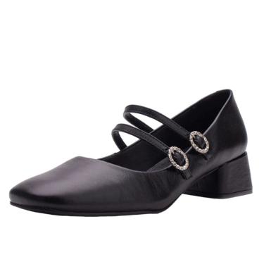 Imagem de Sapato Boneca Couro Salto Bloco Lia Line + Natália Toscano