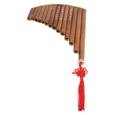 Imagem de Flauta Pan, Bambu 15 Tubos G Key Instrumento Musical Tradicional Chinês Pan Pipes, G Tone Pans Pipe para Iniciante, Fácil Aprendizagem, para Estudantes e Entusiastas de Música