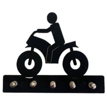 Imagem de Porta Chaves Criativo Decorativo Motociclista Moto Preto - Artpical